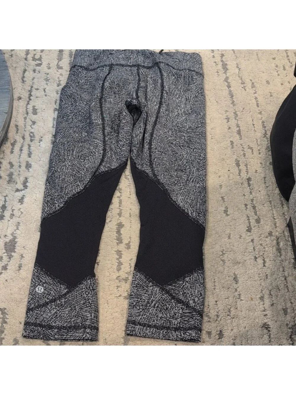 Lululemon Pace Rival Crop Line Up White Black / Black